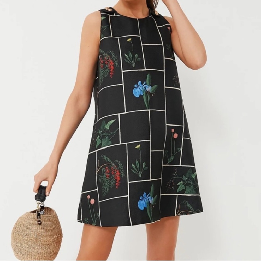 Tuckernuck Black Floral Grid Sleeveless Shift Dress